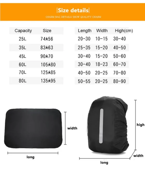 Rain Cover Backpack Reflective 20L 35L 45L 60L Waterproof Bag Camo Tactical Outdoor Camping Hiking Climbing Bag Dust Raincover - Image 35