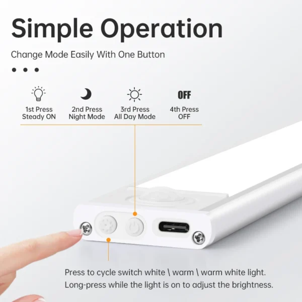 Night Light Motion Sensor Wireless USB Cabinet Night Light - Image 2
