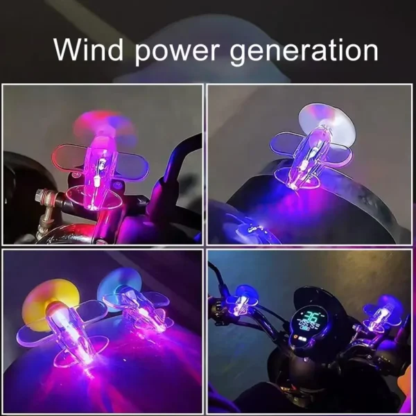 Motorcycle Electric LED Colorful Lights Rotatable Airplane Wind-Powered Airplane Decor - Image 12